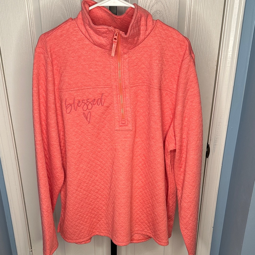 Croft & Barrow Coral Quilted Pullover